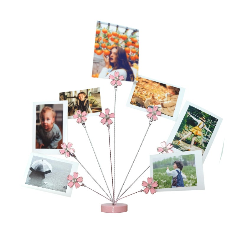 TFu 8-Branch Family Tree Picture Frame Holder, Card Photo Clips Holder Desk Stand for Memo Paper Note Photo Christmas Wedding Card Display (Cherry Blossoms) - Image 4